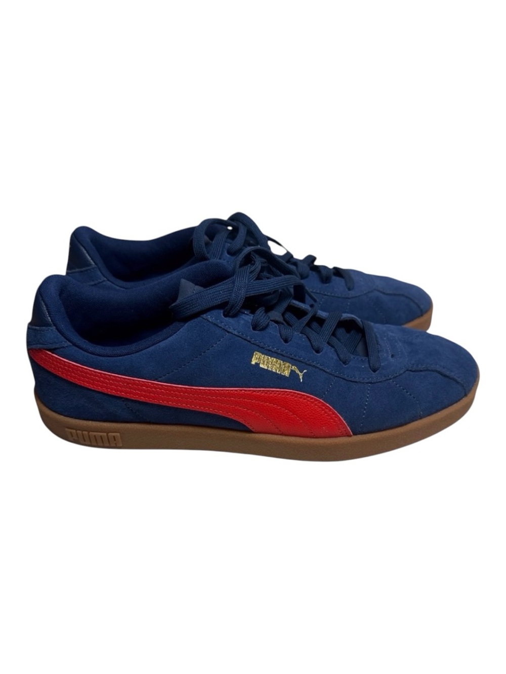 PUMA Blue Suede Sneakers Men’s Size 12 (EU 46) Red Stripe
